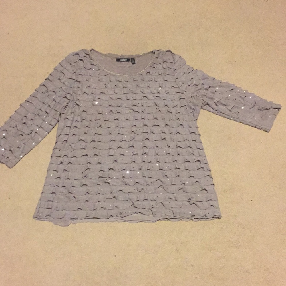 Women Holiday Top, Silver Ruffles with silver dots